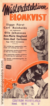 Mästerdetektiven Blomkvist 1947 poster Olle Johansson Ann-Marie Skoglund Sven-Axel Carlsson Sigge Fürst Rolf Husberg Text: Astrid Lindgren Poliser Barn