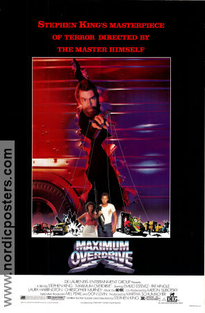Maximum Overdrive 1986 poster Emilio Estevez Laura Harrington Stephen King Musik: ACDC Bilar och racing