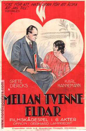 Mellan tvenne eldar 1923 poster Grete Dierchs Karl Hannemann