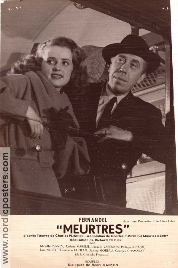 Meurtres 1950 filmfotos Fernandel Mireille Perrey Jacques Varennes Richard Pottier