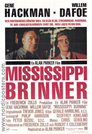 Mississippi brinner 1988 poster Gene Hackman Willem Dafoe Alan Parker