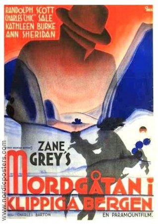 Mordgåtan i Klippiga bergen 1935 poster Randolph Scott Text: Zane Grey
