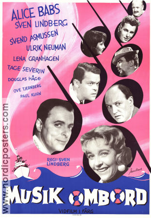 Musik ombord 1958 poster Alice Babs Svend Asmussen Ulrik Neumann Tage Severin Lena Granhagen Sven Lindberg Skepp och båtar