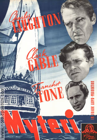 Myteri 1936 poster Charles Laughton Clark Gable Franchot Tone Skepp och båtar