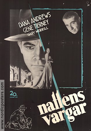 Nattens vargar 1950 poster Dana Andrews Gene Tierney Otto Preminger Film Noir