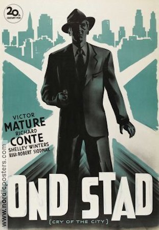 Ond stad 1948 poster Victor Mature Richard Conte Fred Clark Robert Siodmak Film Noir