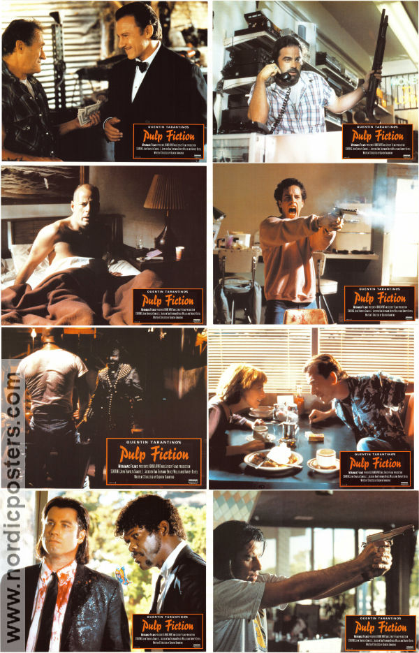 Pulp Fiction 1994 lobbykort John Travolta Bruce Willis Uma Thurman Samuel L Jackson Tim Roth Quentin Tarantino