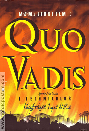 Quo Vadis 1951 poster Robert Taylor Deborah Kerr Leo Genn Mervyn LeRoy