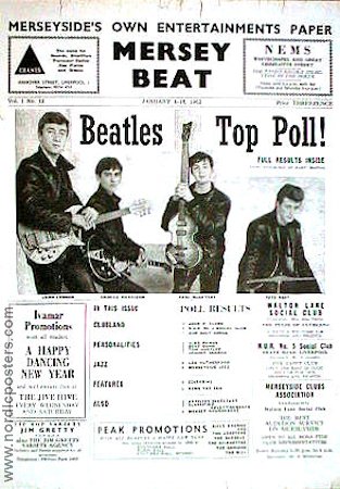 Mersey Beat January 1962 1962 poster Beatles