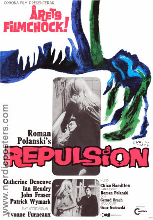 Repulsion 1965 poster Catherine Deneuve Ian Hendry John Fraser Roman Polanski Affischkonstnär: Gösta Åberg Konstaffischer