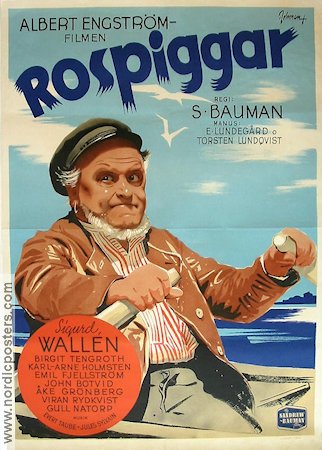 Rospiggar 1942 poster Sigurd Wallén John Botvid Albert Engström Skärgård Skepp och båtar Eric Rohman art