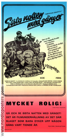 Sista natten med gänget 1973 poster Richard Dreyfuss Ron Howard Harrison Ford Wolfman Jack George Lucas Rock och pop Bilar och racing Kultfilmer