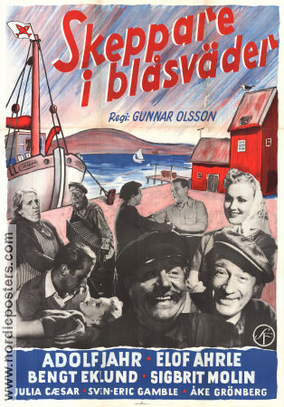 Skeppare i blåsväder 1951 poster Adolf Jahr Elof Ahrle Sigbrit Molin Gunnar Olsson