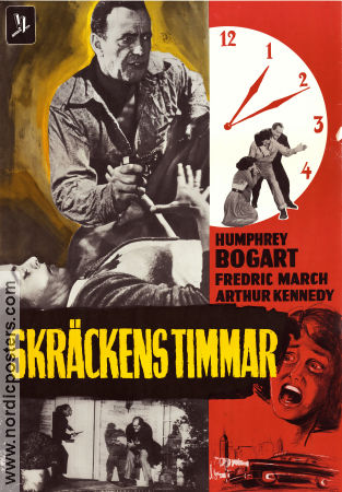Skräckens timmar 1955 poster Humphrey Bogart Fredric March Arthur Kennedy William Wyler Film Noir