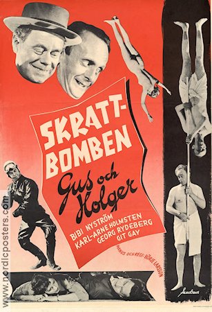 Skrattbomben 1954 poster Gus och Holger Gus Dahlström Holger Höglund Karl-Arne Holmsten Börje Larsson