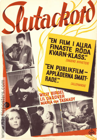 Slutackord 1936 poster Lil Dagover Willy Birgel Douglas Sirk Filmbolag: UFA