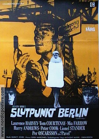 Slutpunkt Berlin 1968 poster Laurence Harvey Tom Courtenay Mia Farrow Per Oscarsson Anthony Mann