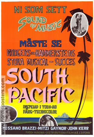 South Pacific 1958 poster Rossano Brazzi Mitzi Gaynor John Kerr Joshua Logan Musik: Rodgers and Hammerstein Musikaler Strand