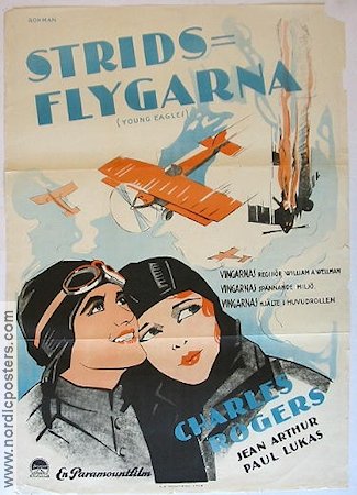 Stridsflygarna 1930 poster Charles Rogers Jean Arthur Flyg Eric Rohman art