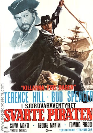 Svarte piraten 1971 poster Terence Hill Bud Spencer Silvia Monti Lorenzo Gicca Palli Äventyr matinée
