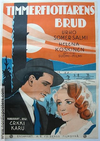 Timmerflottarens brud 1932 poster Urho Somersalmi Helena Koskinen Eric Rohman art Finland