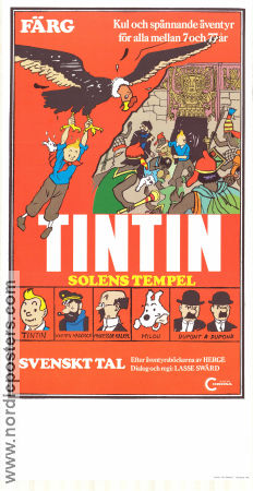 Tintin Solens tempel 1971 poster Thomas Bolme Tintin Eddie Lateste Affischkonstnär: Hergé Från serier Animerat