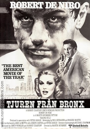 Tjuren från Bronx 1980 poster Robert De Niro Cathy Moriarty Joe Pesci Martin Scorsese Boxning