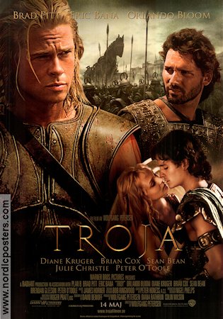 Troja 2004 poster Brad Pitt Eric Bana Orlando Bloom Wolfgang Petersen Svärd och sandal