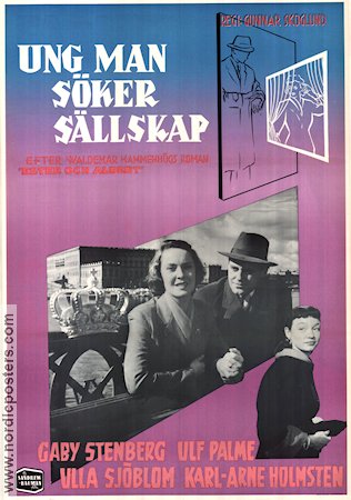 Ung man söker sällskap 1954 poster Gaby Stenberg Ulf Palme Ulla Sjöblom Gunnar Skoglund Hitta mer: Stockholm