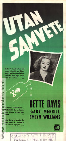 Utan samvete 1951 poster Bette Davis Gary Merrill Emlyn Williams Irving Rapper Film Noir