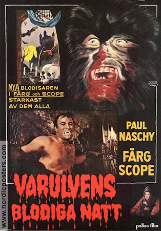 Varulvens blodiga natt 1970 poster Paul Naschy Affischkonstnär: Walter Bjorne Spanien