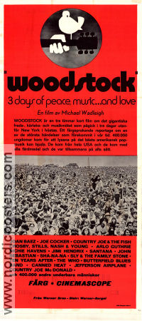Woodstock 1970 poster Joan Baez Jimi Hendrix Michael Wadleigh Rock och pop
