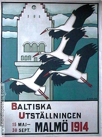 Baltiska utställningen Malmö 1914 affisch Fåglar Hitta mer: Skåne