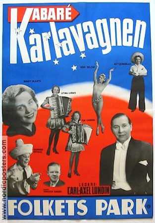 Kabaré Karlavagnen 1941 affisch Carl-Axel Lundin Birgit Glantz Gunnar Ekvall Torsten Cassel Hitta mer: Revy