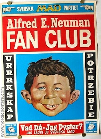 MAD Fan Club 1969 affisch MAD Alfred E Neuman Från serier