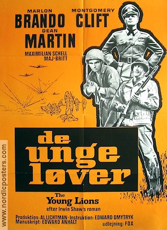 Young Lions 1958 poster Marlon Brando Montgomery Clift Dean Martin Hitta mer: Nazi Krig