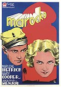 Marocko 1931 poster Marlene Dietrich Gary Cooper Adolphe Menjou