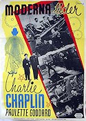 Moderna tider 1936 poster Paulette Goddard Henry Bergman Charlie Chaplin Eric Rohman art