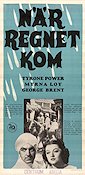 N�r regnet kom (1940) Poster 30x70cm Tyrone Power/Myrna Loy/George Brent