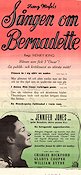 Sången om Bernadette 1943 poster Jennifer Jones Charles Bickford William Eythe Henry King