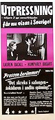 Utpressning 1946 poster Humphrey Bogart Lauren Bacall Howard Hawks Text: Raymond Chandler