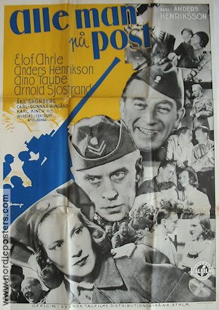 Alle man p� post (1940) Poster 70x100cm Elof Ahrle/Anders Henrikson/Aino Taube