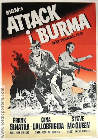 Attack i Burma (1959) Poster 70x100cm Frank Sinatra/Gina Lollobrigida/Steve McQueen