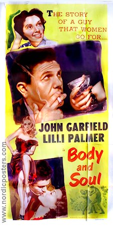 Body and Soul (1953) Poster USA John Garfield/Lilli Palmer