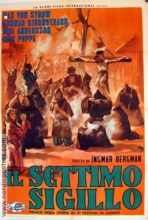 Det sjunde inseglet (1957) Poster Italy Ingmar Bergman/Gunnar Bj�rnstrand/Nils Poppe/Gudrun Brost