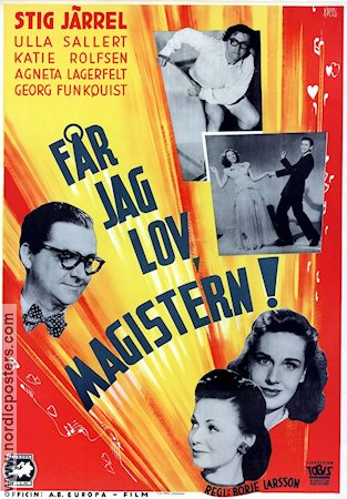 F�r jag lov magistern (1947) Poster 70x100cm Stig J�rrel/Ulla Sallert/Katie Rolfsen