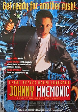 Johnny Mnemonic (1995) Poster 70x100cm Keanu Reeves/Dolph Lundgren