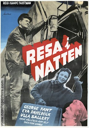 Resa i natten (1954) Poster 70x100cm George Fant/Eva Dahlbeck/Ulla Sallert