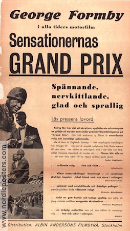 Sensationernas Grand Prix (1935) Poster 30x70cm George Formby