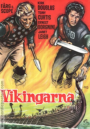 Vikingarna (1958) Poster 70x100cm Kirk Douglas/Tony Curtis/Janet Leigh